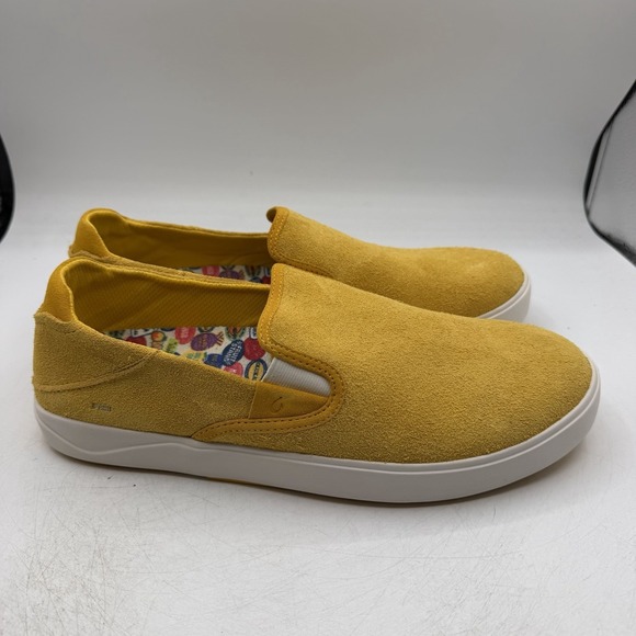 Olukai Lae\'Ahi Suede Shoes Mens Sz 12 Mango Yellow Gold Slip On Sneakers Loafers main image 11